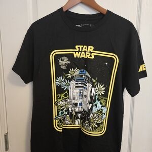 Star Wars Black Tee with R2-D2 and Floral Design